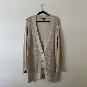 Tommy Bahama long tan linen & cotton blend cardigan